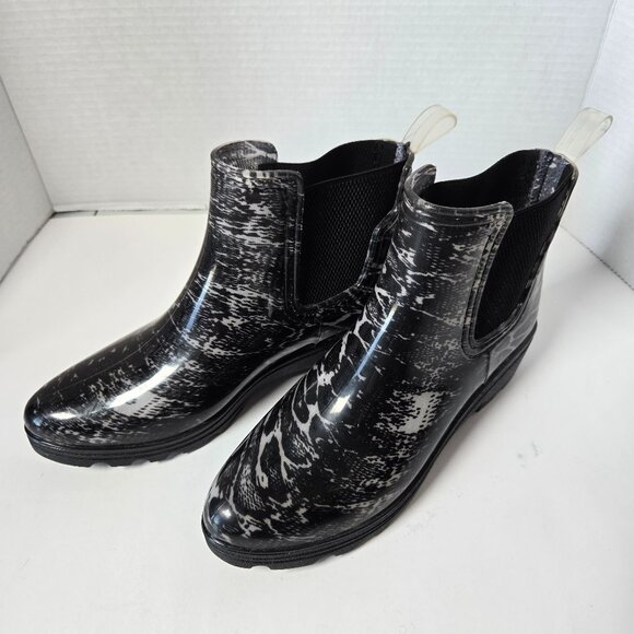 Leopard Print Short Rubber Boots - Picture 1 of 8